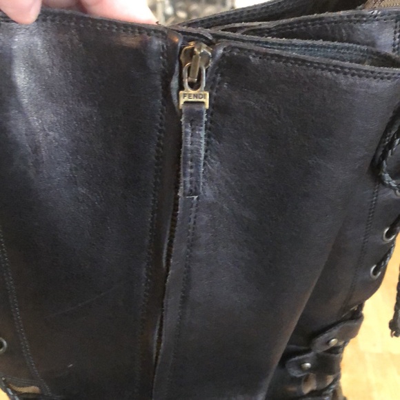Fendi signature (Vintage) Moto Boot sz 38 1/2 - Picture 2 of 10